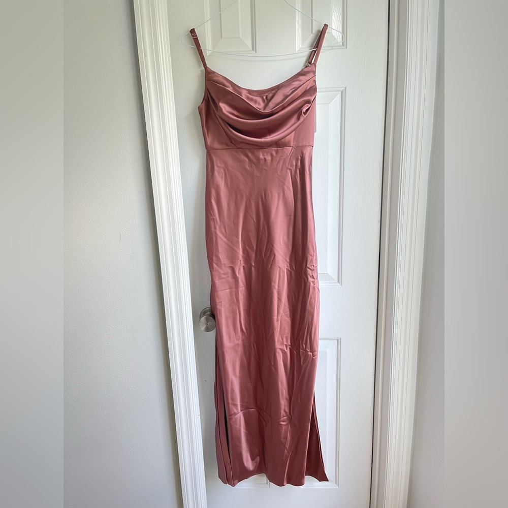NWT revelry satin bridesmaids dress desert rose
